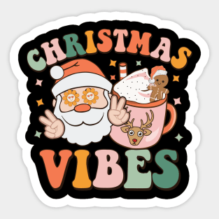 Christmas Vibes Peaceful Groovey Daisy Flower Hot Cocoa Christmas Gift Sticker